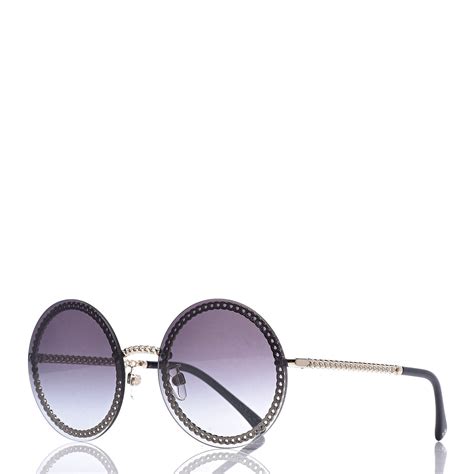 chanel round sunglasses logo|Chanel round sunglasses with chain.